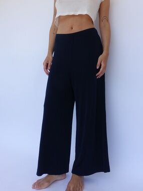 navy wide leg lounge pants